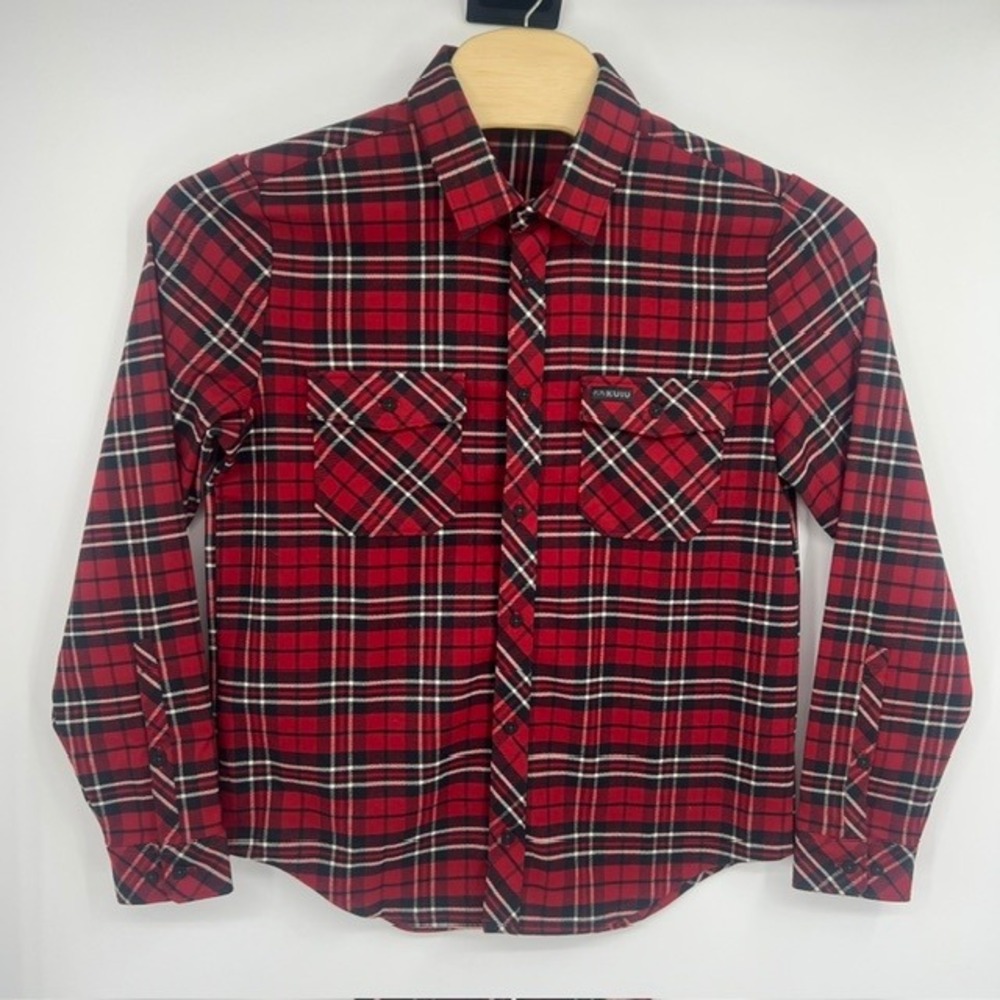 Kuiu Mens Red Black Plaid Long Sleeve Button Down Flannel Shirt Size Medium